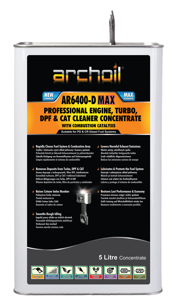 Archoil AR6400-D MAX Professional Diesel Engine, Turbo, DPF & CAT Cleaner Concentrate - 5 Litres
