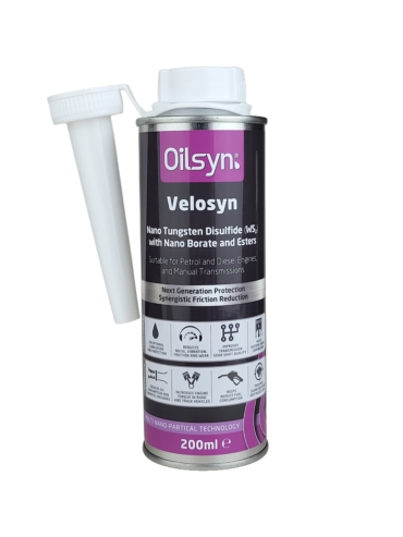 Oilsyn Velosyn 200ml with spout. Nano Tungsten Disulfide (WS2) with Nano Borate and Esters.