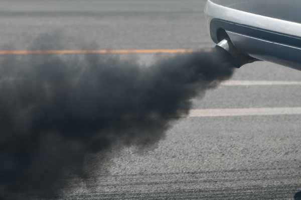 Black smoke coming out of an exhaust